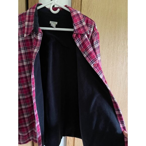 EUC L.L. Bean Womens 1X Plaid Flannel Jacket With Fleece Lining - Picture 3 of 5